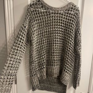 High low knit hole sweater